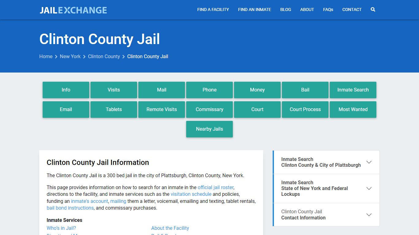 Clinton County Jail, NY Inmate Search, Information